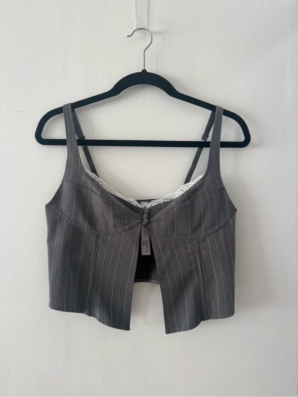 Gray Lace-Trim Going out top.